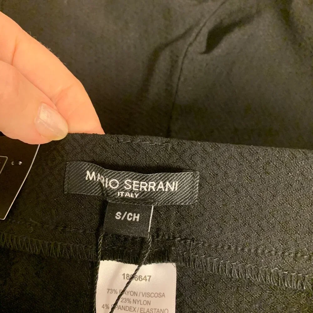 Mario Serrani Pants Size Small Black NWT Textured Straight Leg Classic Preppy - Picture 5 of 12